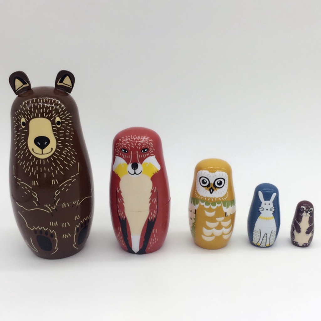 Wis| Bộ 5 Búp Bê Nga Matryoshka Hình Thú Dễ Thương