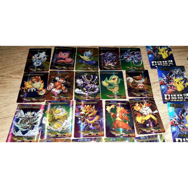 1 páck 5 thẻ bài Pokemon SSR bằng giấy bóng cứng khổ 6,5X8,5 cm rất đẹp