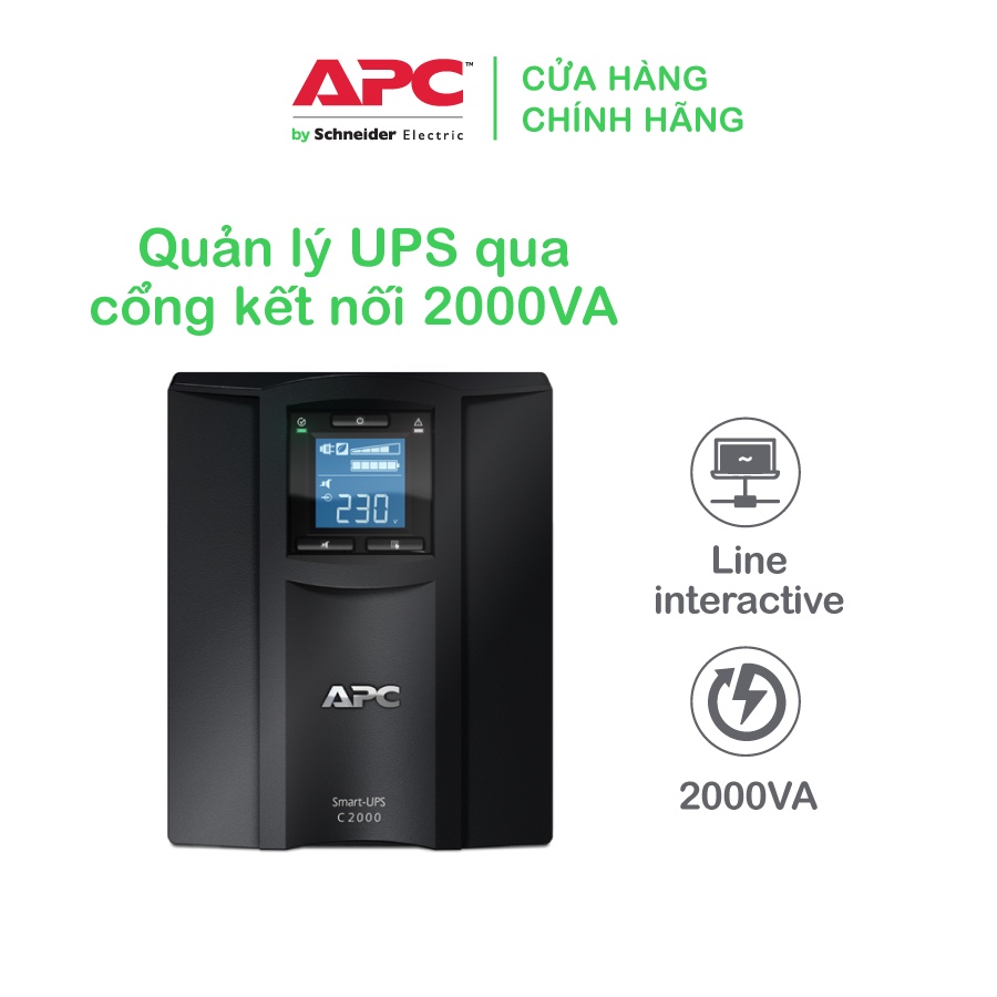 [FREESHIP] Bộ lưu điện thông minh APC by Schneider Electric Smart-UPS C 2000VA LCD 230V SMC2000I