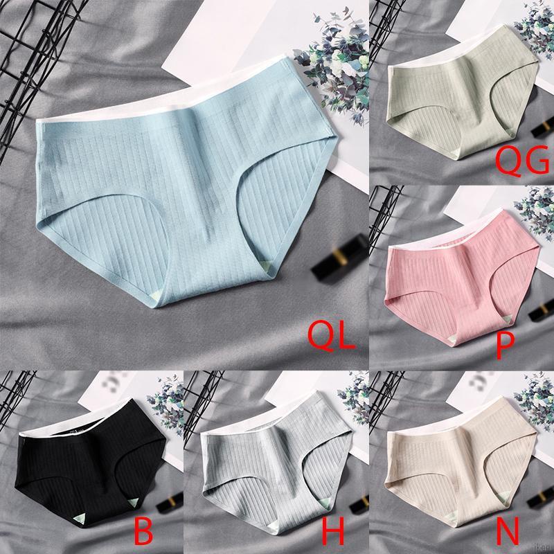 Quần lót sọc cạp vừa vải mềm mại thoáng khí kháng khuẩn phong cách Nhật Bản cho nữ