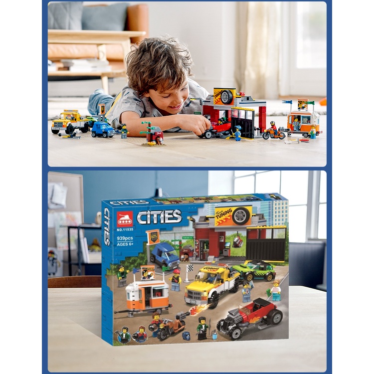 Đồ chơi Lắp ráp Mô hình 11535 Trạm Sửa Xe Thành Phố Legoing City Tuning Workshop