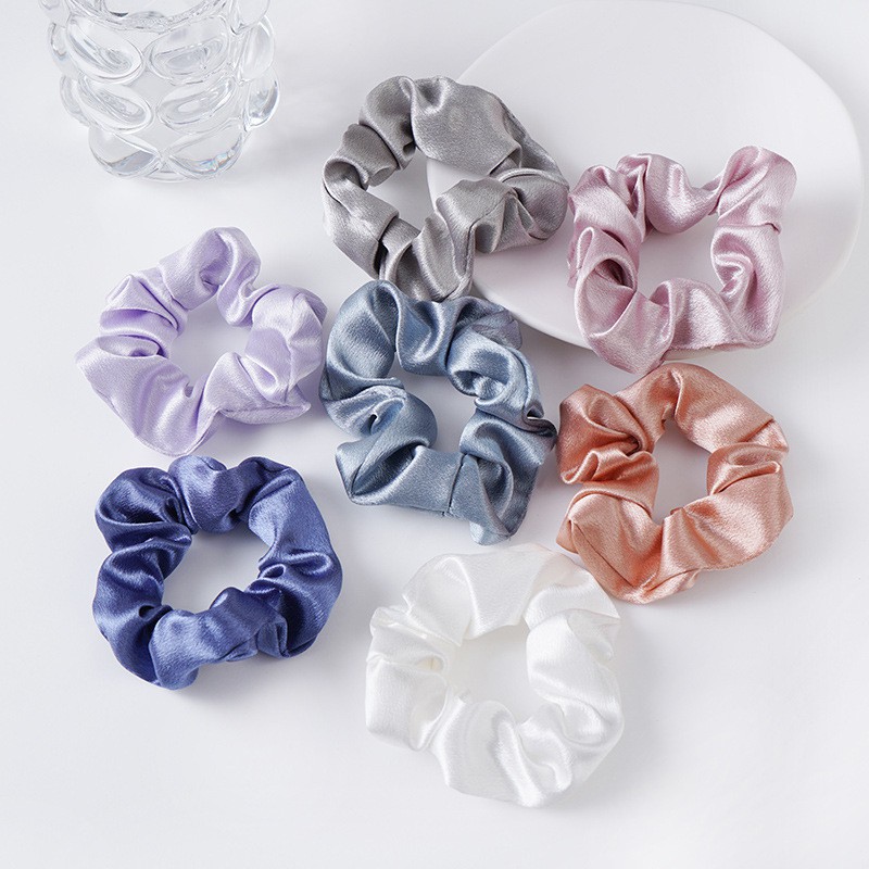 Dây buộc tóc scrunchies lụa satin phi bóng sang chảnh nhiều màu bản nhỏ Miituu SL1