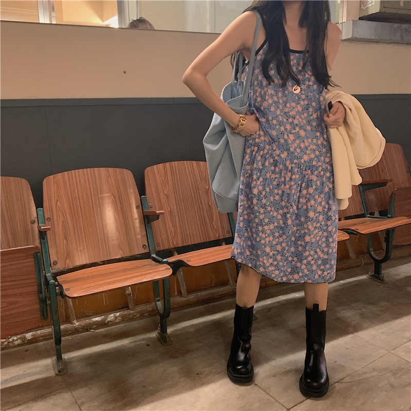 đầm ulzzang Hoa Hai Dây Phong Cách Retro Hàn Quốc Nữ Tính | BigBuy360 - bigbuy360.vn