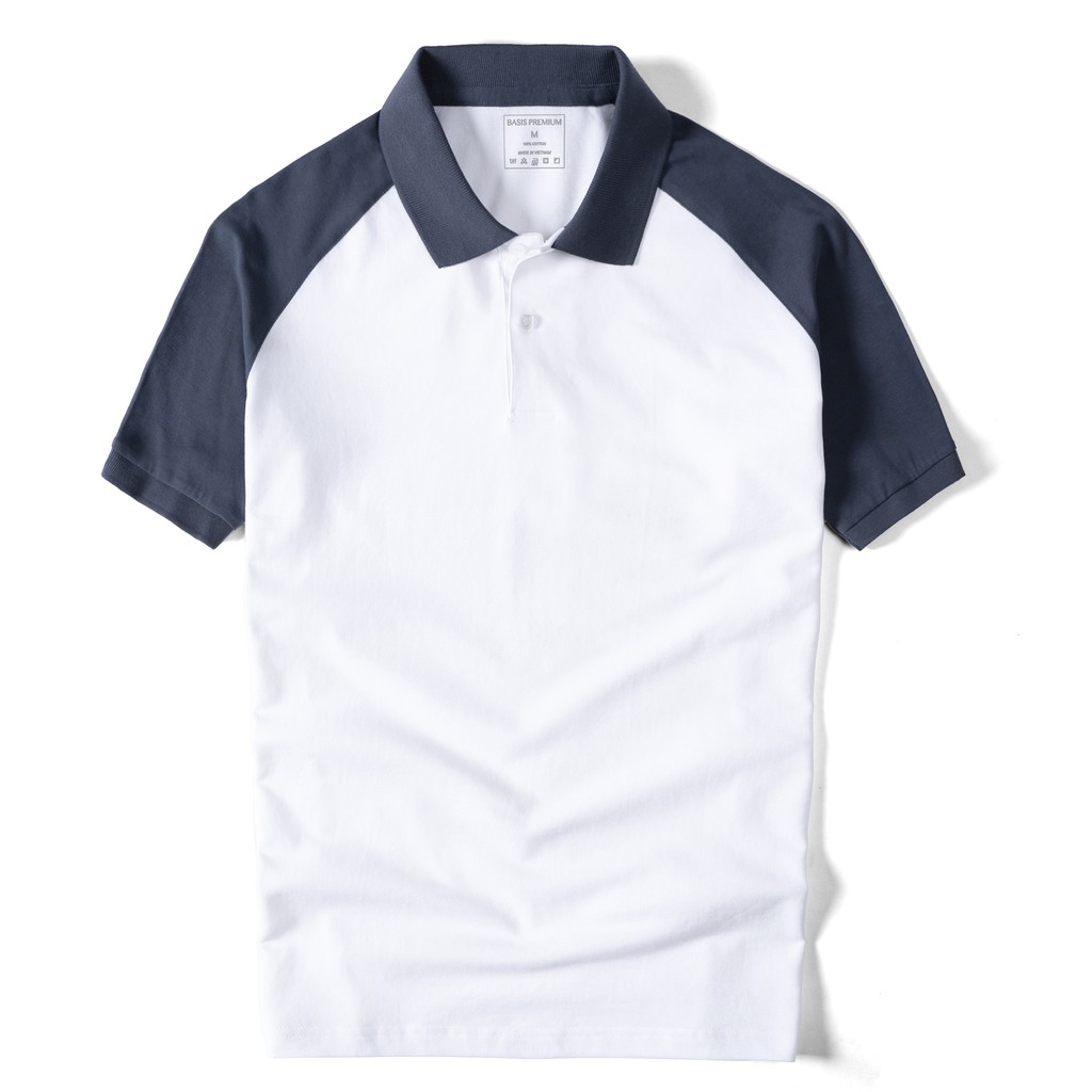 Áo thun Polo nam phối Raglan trẻ trung, thanh lịch, 100% cotton cá sấu Basis APL204 | BigBuy360 - bigbuy360.vn