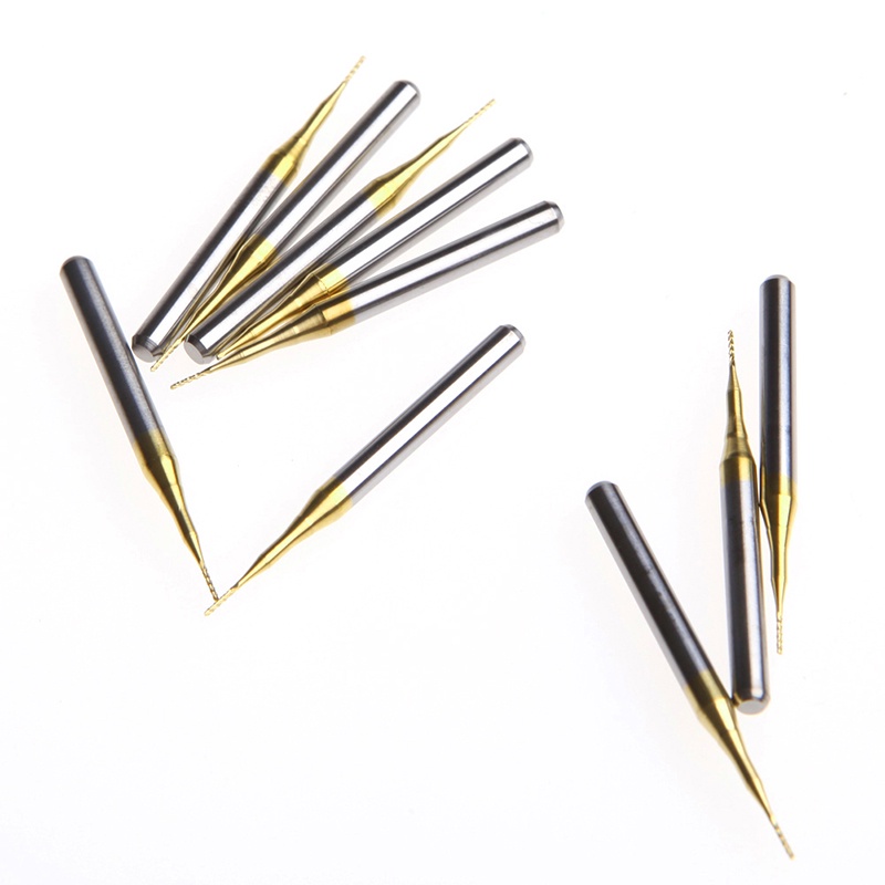 Set 10 Mũi Khoan Cắt CNC Phủ Titan 3.175x0.5mm Chuyên Dụng