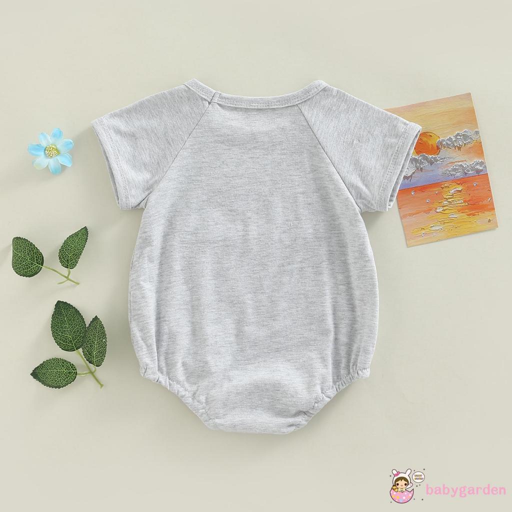 Áo Liền Quần Ngắn Tay Cổ Tròn In Hình Cầu Vồng Cho Bé Trai 0-18 Tháng Tuổi One