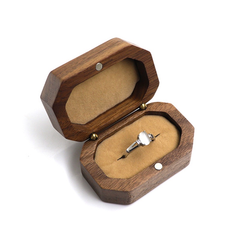 Arin Hộp Gỗ Óc Chó Hình Bát Giác Đựng Nhẫn Trang Sức Mềm Mại Sắp Xếp Gọn Gàng Cho Cầu Hôn