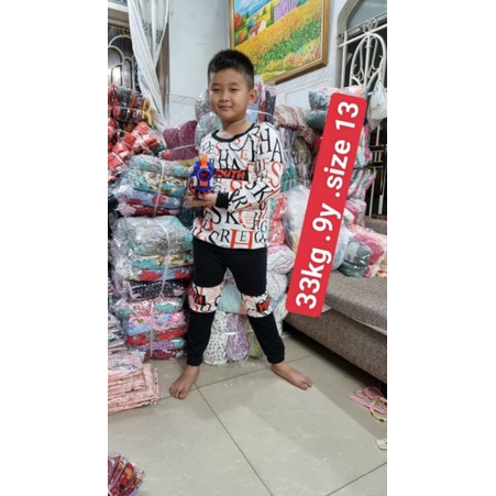 (21-32kg) Bộ tay dài hip hop cho bé trai thun cotton 4 chiều.