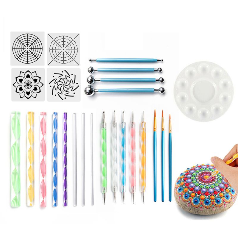 Bộ 25 Cọ Vẽ Tranh Đá Hoa Cương Họa Tiết Mandala