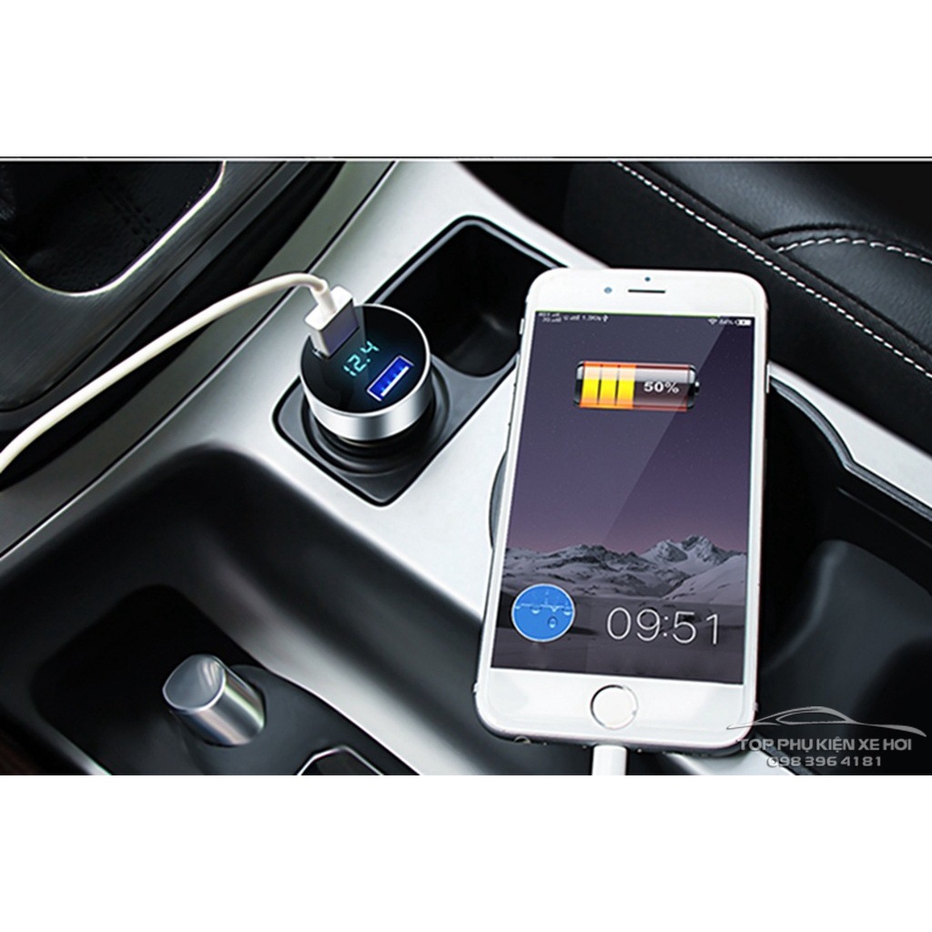 Tẩu sạc chính hãng hyundai cho ô tô HY36 có 2 cổng cắm USB sạc nhanh siêu tốc.