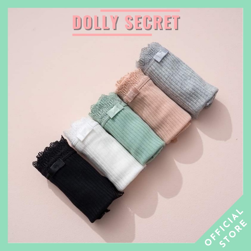 Quần lót cotton sợi tre kháng khuẩn cao cấp viền ren sexy đáng yêu DOLLY SECRET QL016