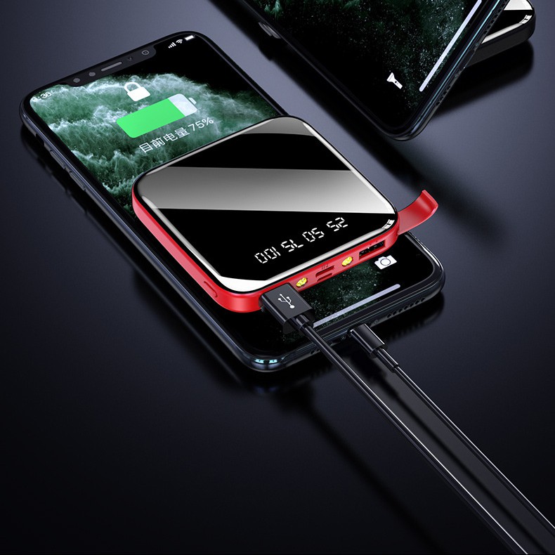Pin sạc dự phòng 4800 / 6000 / 8000 / 10000mAh / 20000mAh 2.1A có đèn LED cho iPhone Samsung Xiaomi Huawei