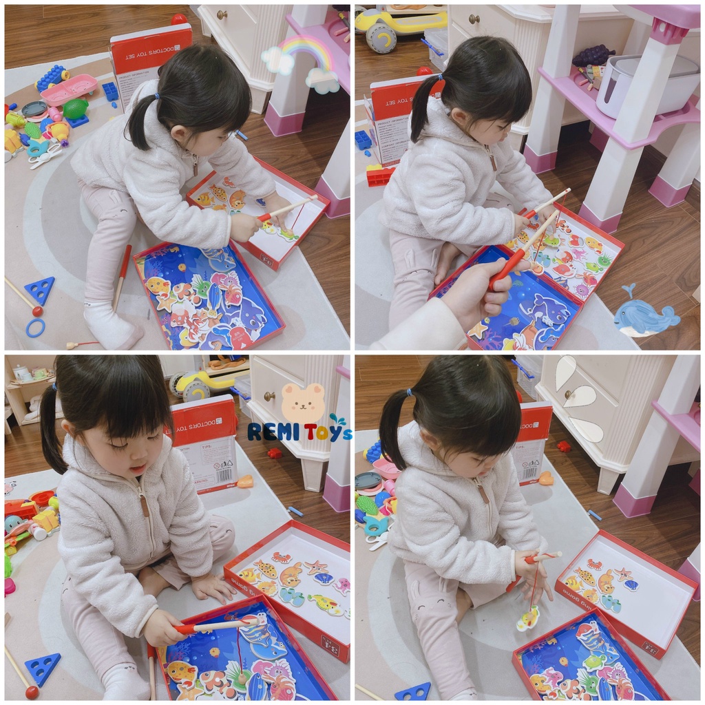 Đồ Chơi Câu Cá Bằng Gỗ 34 Sinh Vật Biển Có Nam Châm Cho Bé 2 3 4 Tuổi Phát Triển Vận Động - BEOFAMILY