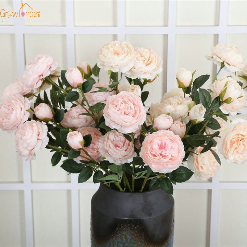 Bó Hoa Hồng Lụa 3 Đầu Trang Trí Nhà Cửa