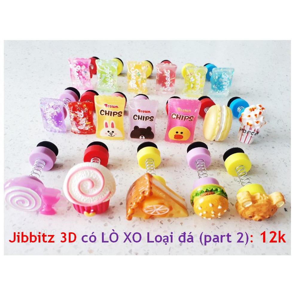 [Có sẵn+Được chọn] Jibbitz/ sticker 3d bánh kẹo có LÒ XO