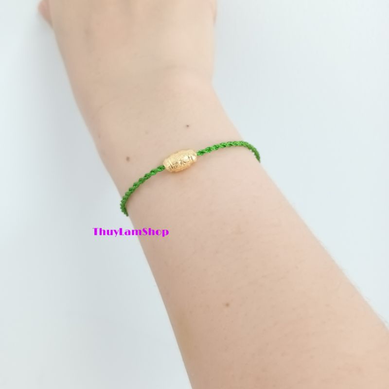 Vòng tay chỉ may mắn đã Trì Chú mix hạt gạo vàng kích tài lộc ý nghĩa no đủ cả năm