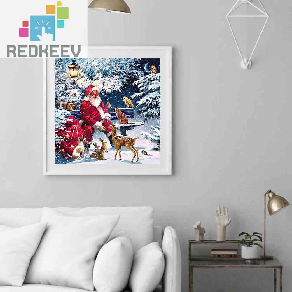 Bộ Tranh Đính Đá Tự Làm Toàn Diện 5D DIY Hình Ông Già Noel Và Động Vật 5D