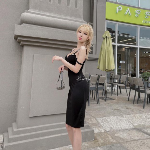Váy Body 2 Dây Cúp Ngực LSEOUL V1061 Sang Trọng Tôn Dáng Quyến Rũ