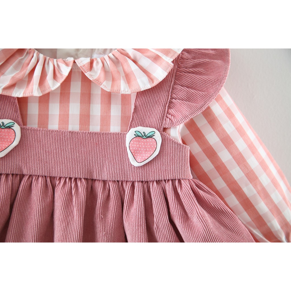 Váy bé gái, đầm bé gái họa tiết  dâu xinh thời trang cho bé từ 6 tháng đến 3 tuổi VAY147