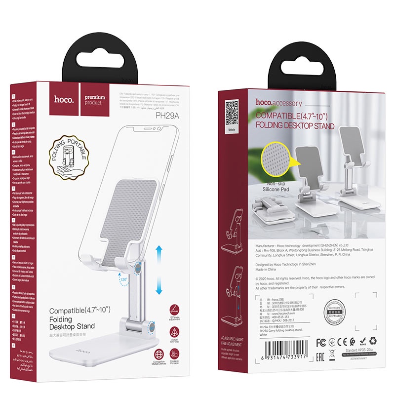 Giá đỡ điện thoại Hoco PH29A chỉnh được góc độ, cao thấp, gấp nhỏ bỏ túi, đỡ được nhiều máy kích thước lớn đến 13icnh