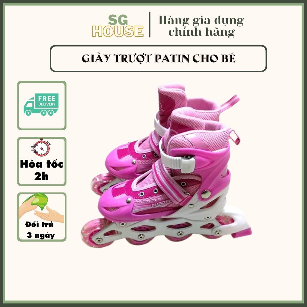 [ẢNH THẬT] Giày patin cho bé có đèn Flash + Bộ bảo vệ tay chân trượt partin + Túi đựng giày tiện dụng