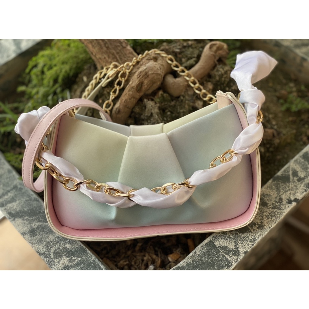 Túi đeo chéoLinh StoreTúi  kẹp nách đeo vai da pu cao cấp phối nhiều màu phong cách hàn quốc