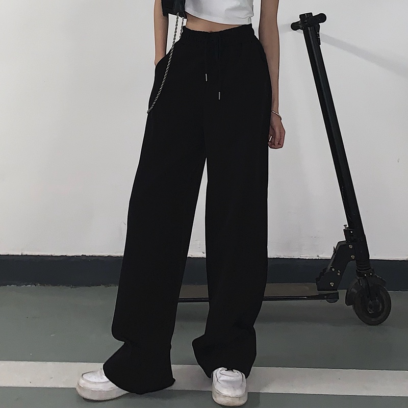 Quần Thể Thao Lưng Cao Ống Rộng Thời Trang Hàn Quốc Dành Cho Nữ