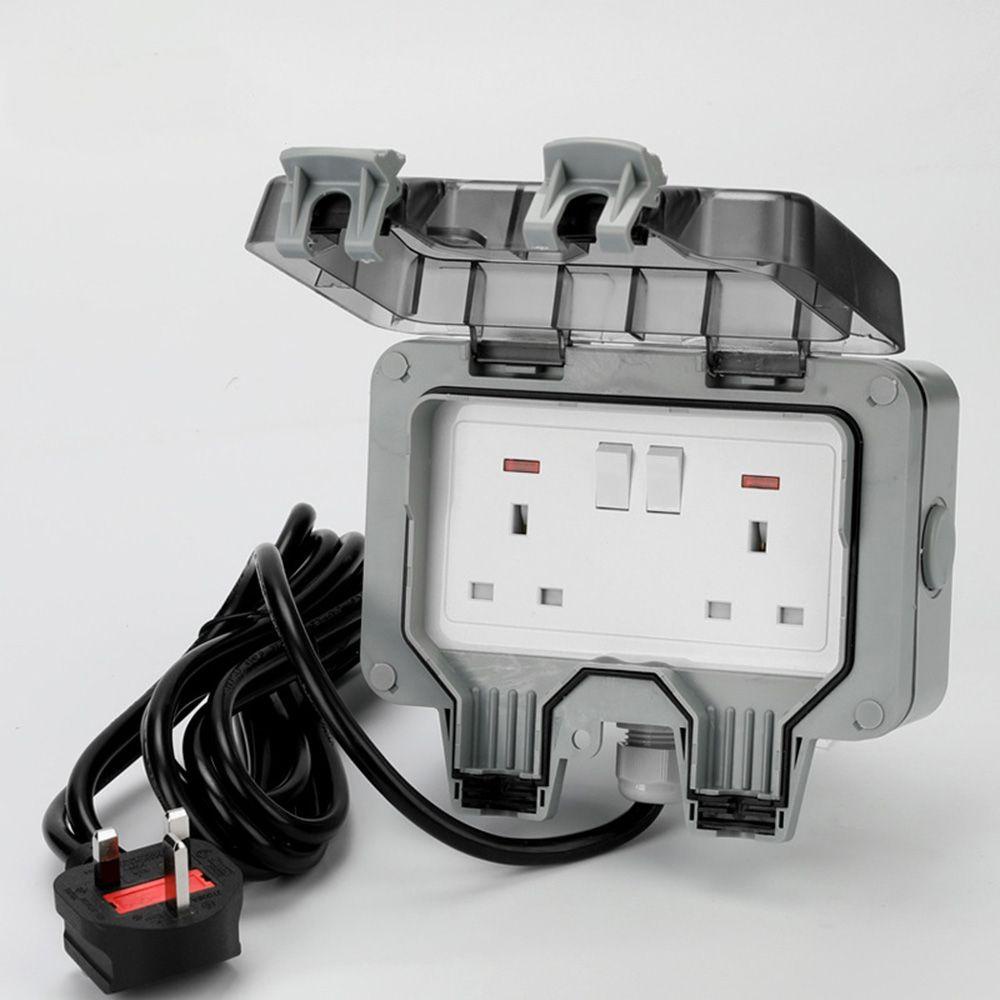 Nắp Đậy Ổ Cắm Điện Chống Thấm Nước 13A 2 Gang
