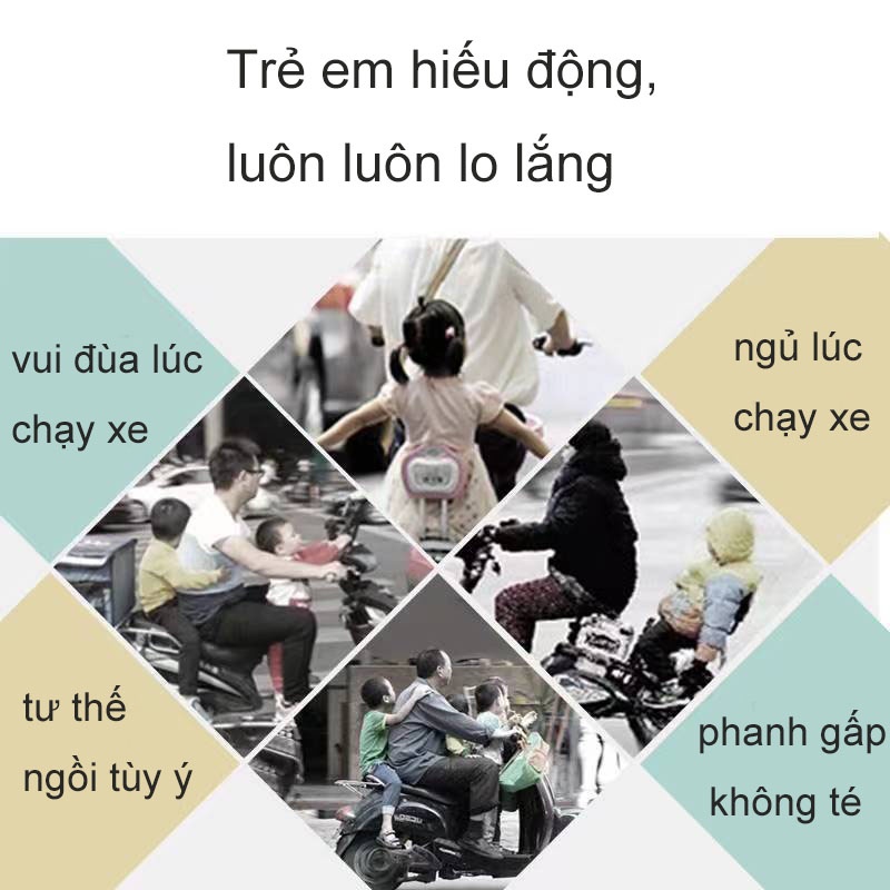 Đai Đi Xe Máy An Toàn Cho Bé 1-10 Tuổi Bản Nâng Cấp, Vải Thoáng Khí Dày Dặn Chống Ngã , Kết Hợp Balo Hình Thú Dễ Thương