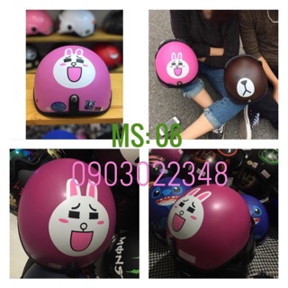 Nón bảo hiểm đi phượt 1/2 đầu - mũ bảo hiểm kèm kính đi phượt nón thỏ cony nón thỏ hồng