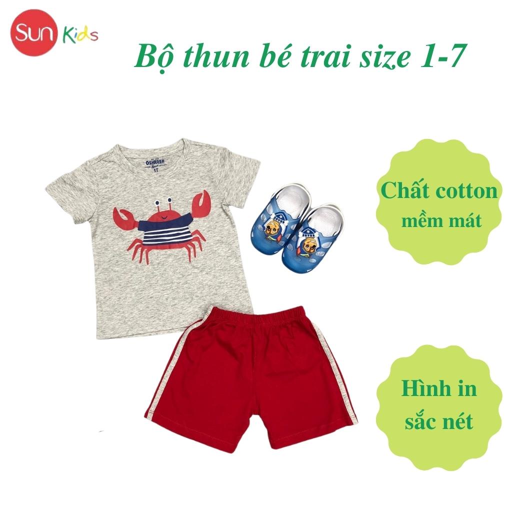 Đồ bộ bé trai, đồ bộ trẻ em chất thun cotton, size 1-7 tuổi, có nhiều màu - SUNKIDS