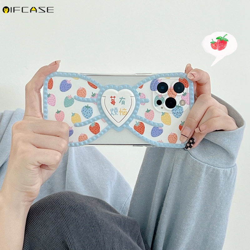 Ốp Điện Thoại Mềm Trong Suốt In Họa Tiết Trái Cây Có Giá Đỡ Cho iPhone 13 12 11 Pro Max XS Max XR X