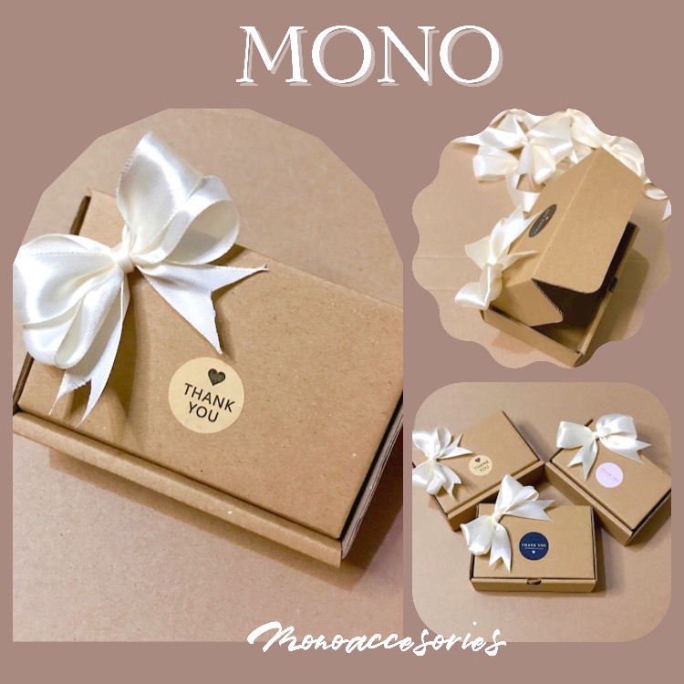 COMBO 5 HỘP ĐỰNG QUÀ, GÓI QUÀ KRAFT KÈM NƠ VÀ TEM Mono Accessories size 12x8x4cm