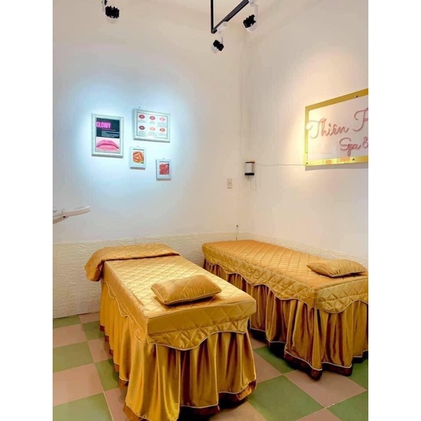Ga giường spa, giường nối mi, giường gội vải lụa trần bông kèm vỏ gối