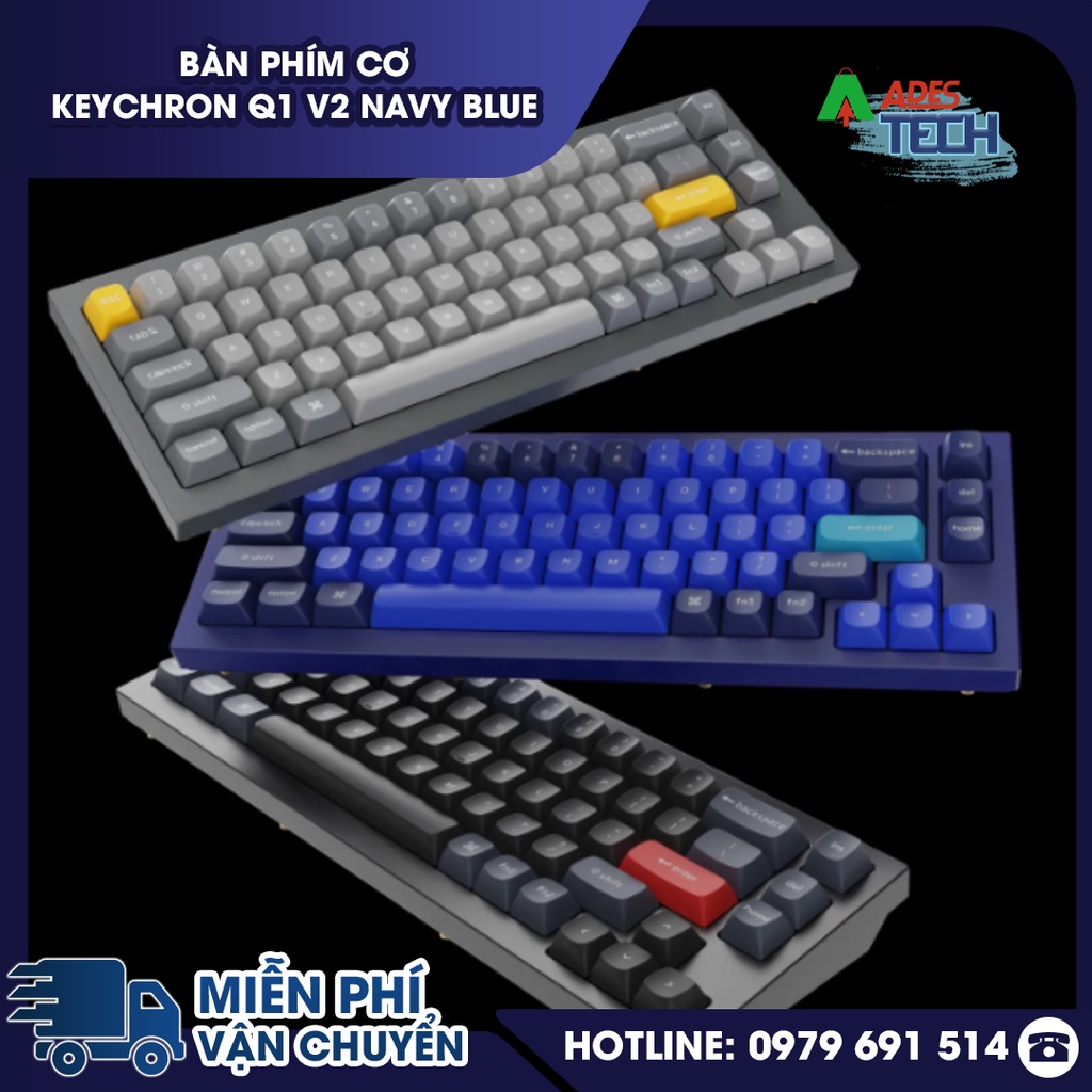 Bàn Phím Cơ Keychron Q1 V2 Navy Blue  - Bảo Hành 12 Tháng