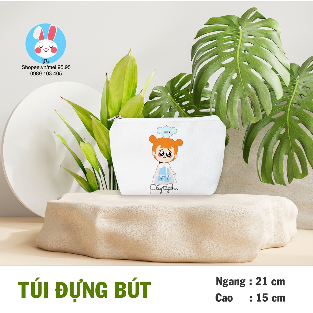 Túi đựng bút, túi đựng viết Play Together phong cách Hàn Quốc , Mẫu Truz, Bong bóng xà phòng, Trứng phục sinh