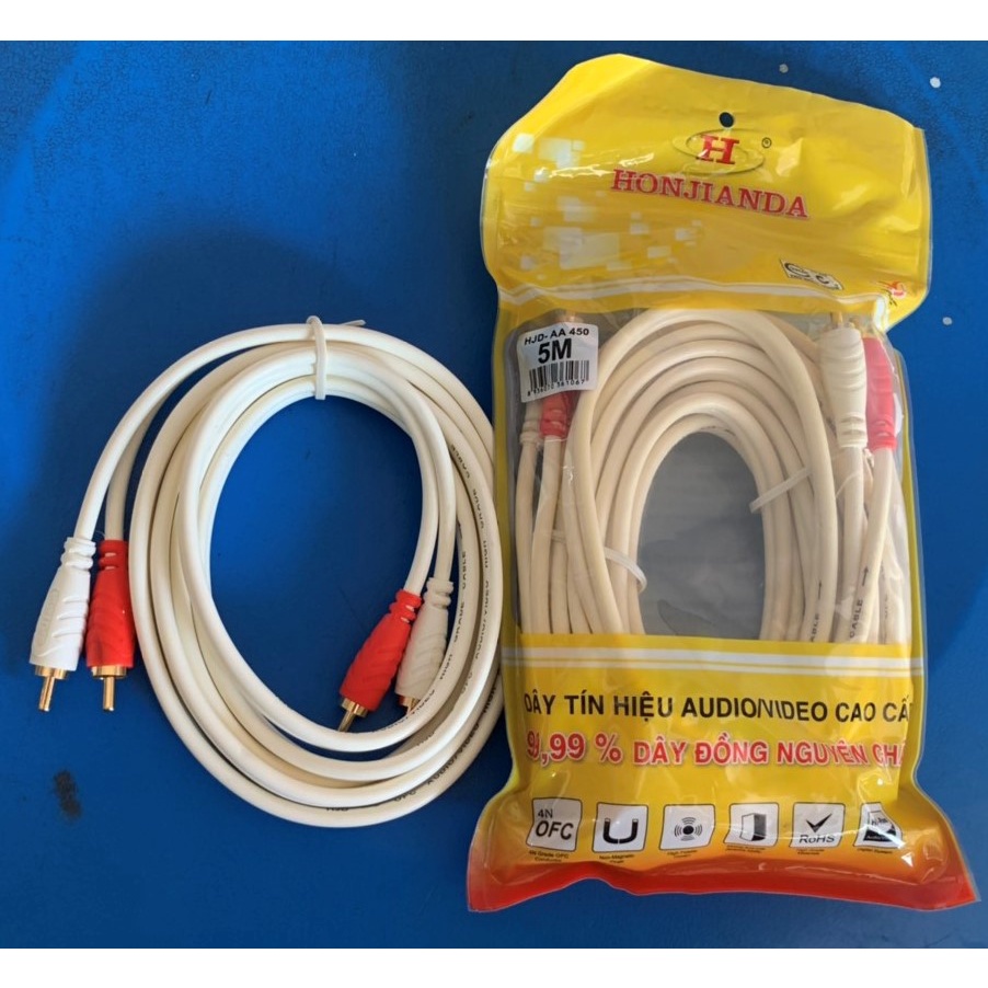 Cáp AV 4 đầu hoa sen cao cấp dài 1.8M-3m-5m-10m-15M-20 MÉT dây đồng nguyên chất - Cáp AV 4 đầu hoa sen