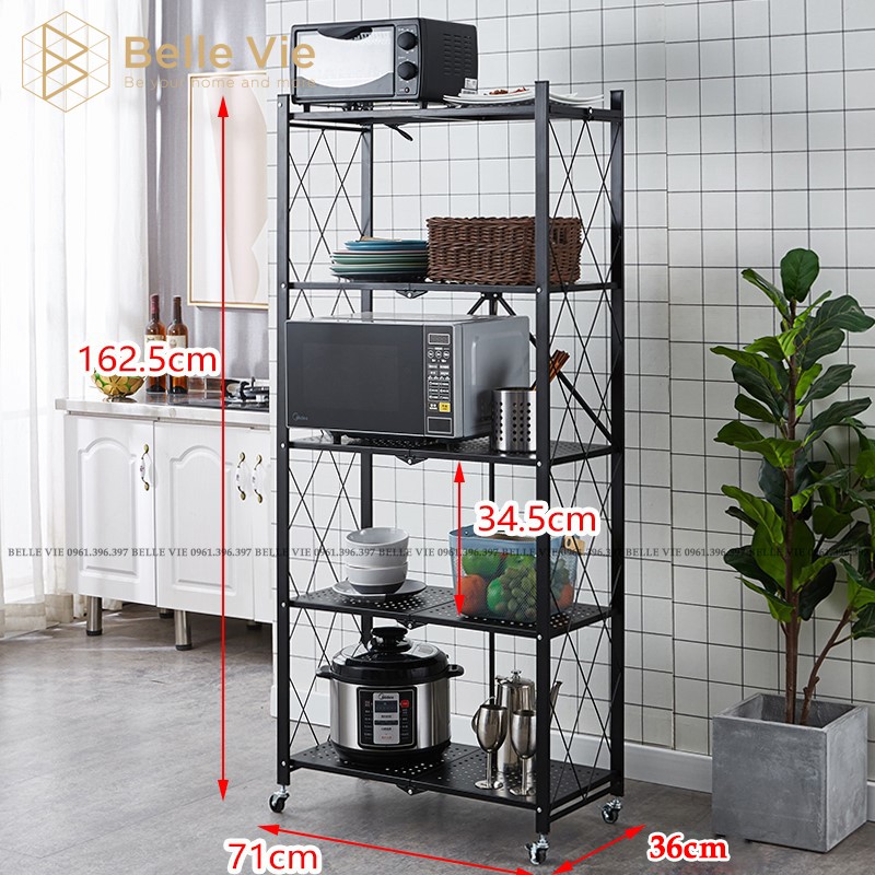 Kệ Sắt Gấp Gọn BELLEVIE Kệ Sắt Đa Năng Kệ Bếp Có Bánh Xe Sơn Tĩnh Điện Cao Cấp