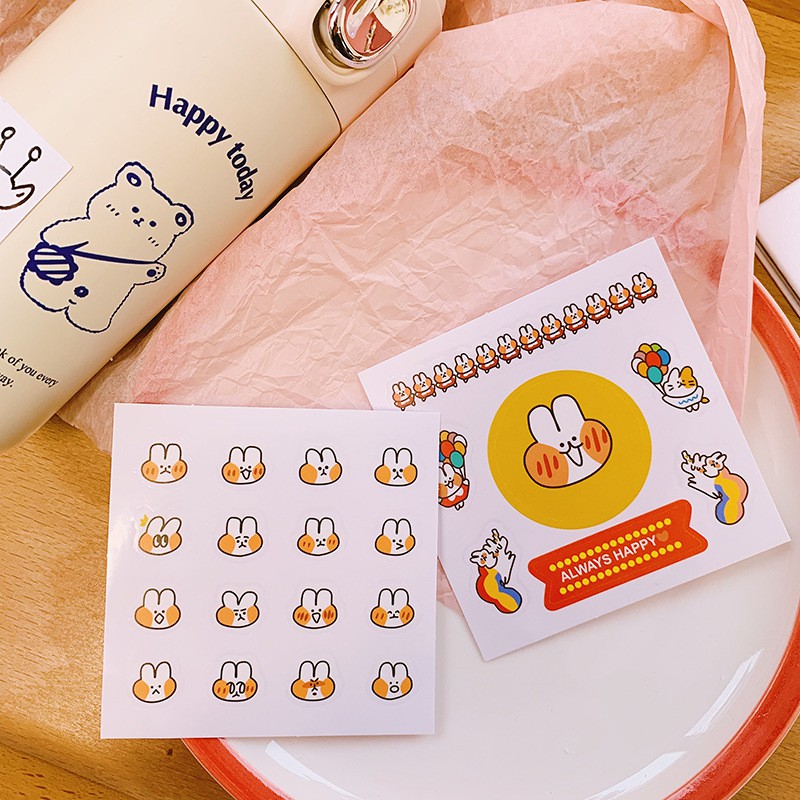 Hình dán Sticker thỏ dễ thương trang trí sổ tay nhãn dán diện thoại di động ND15