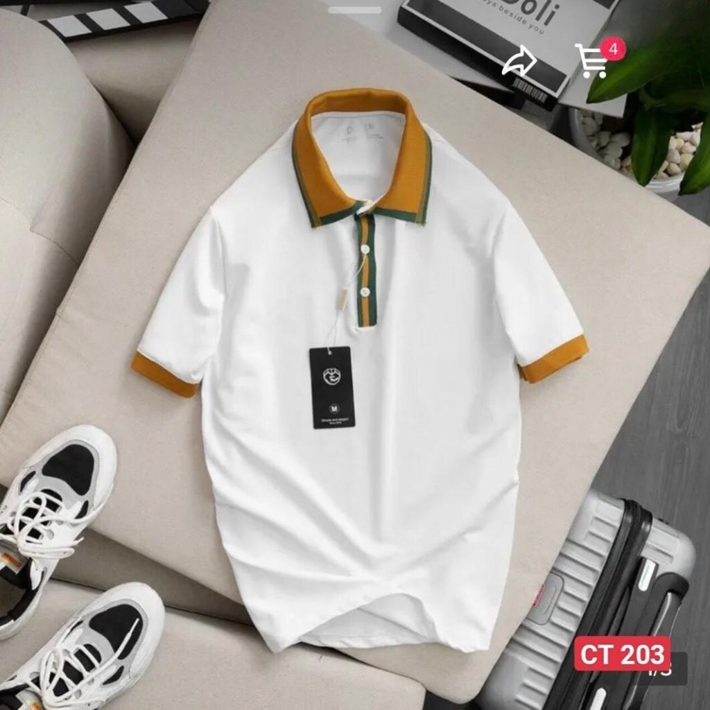 Áo Thun Nam Cổ Tròn - Áo Polo Nam Tay Ngắn Xanh Trắng  Mềm Mại, Dễ Chịu, Thoáng Mát CT203