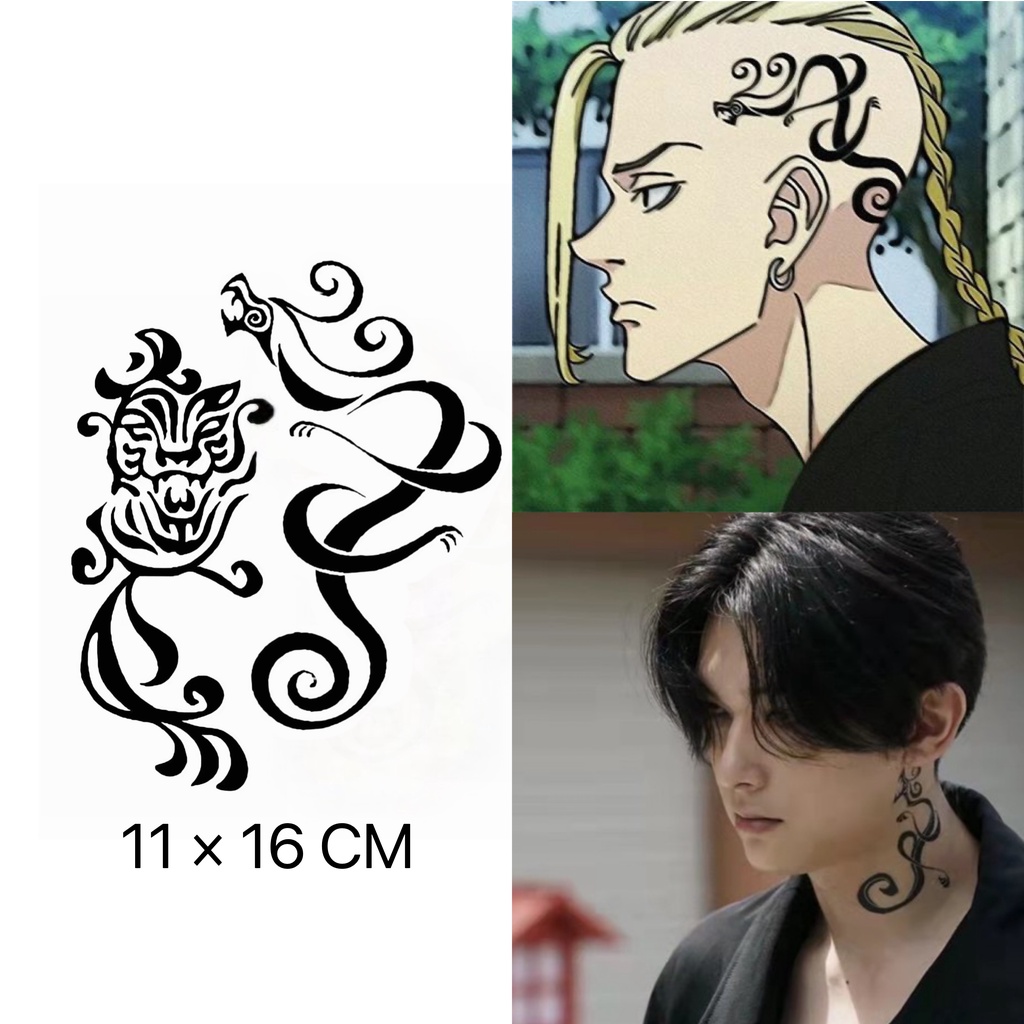 Miếng Dán Hình Xăm Tạm Thời Hình Draken Trong 2 Tuần Phong Cách Anime Nhật Bản D002