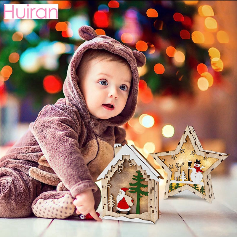 Đèn Led Hình Ngôi Nhà Gỗ Ông Già Noel / Người Tuyết Trang Trí Giáng Sinh