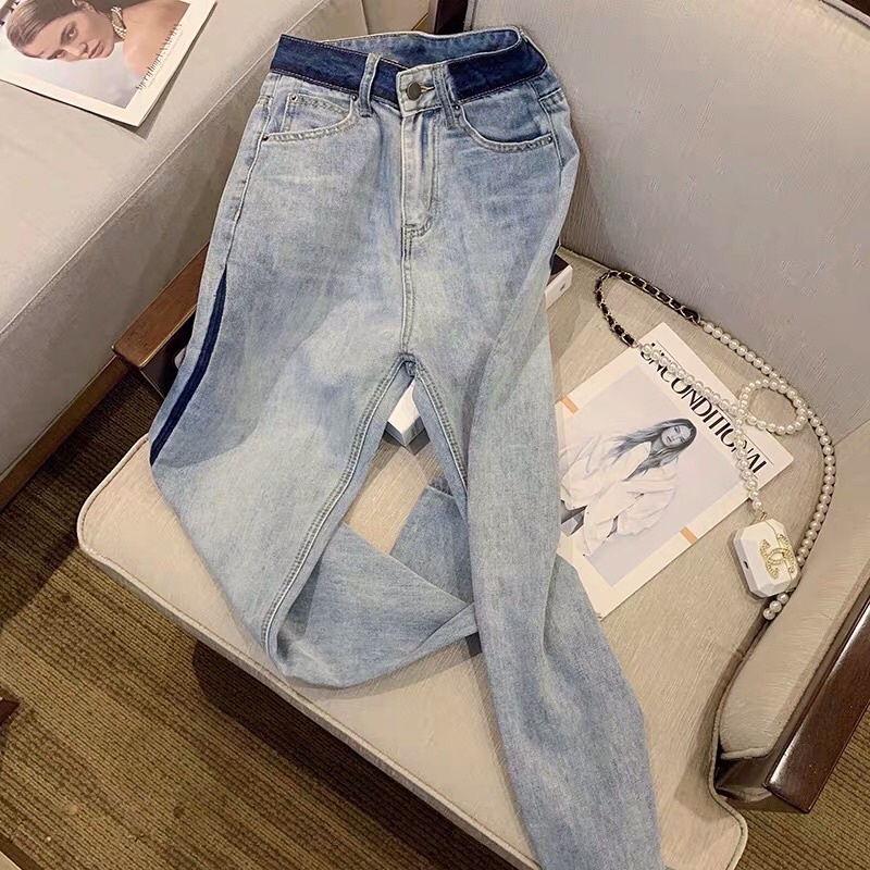 Quần bò jeans ống rộng nữ phối màu đậm nhạt oversize Ulzzang hack dáng siêu chất ❤️
