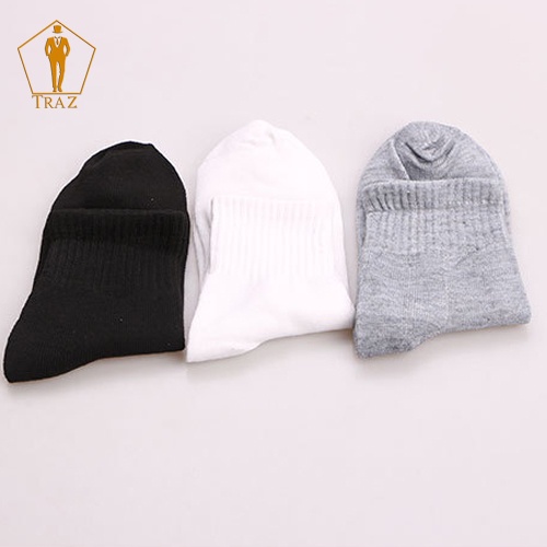 Tất Vớ Trơn TRAZ MEN Cổ Cao, Nam Nữ Trắng Đen Xám Thời Trang Unisex Style Hàn Quốc