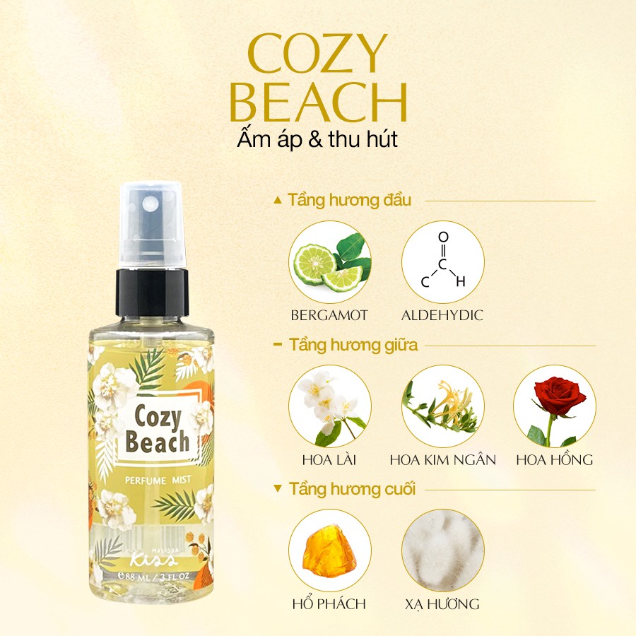 Malissa Kiss Xịt Thơm Body Cozy Beach Perfume Mist