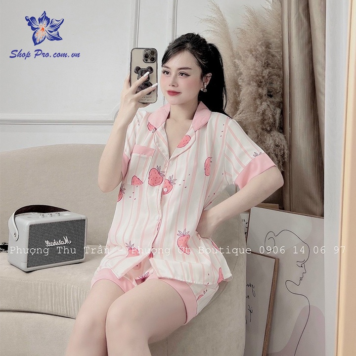 Đồ Ngủ Pijama Lụa Mango Tay Ngắn Quần Đùi , Form Rộng Thoải Mái MÃ PC Shop Pro
