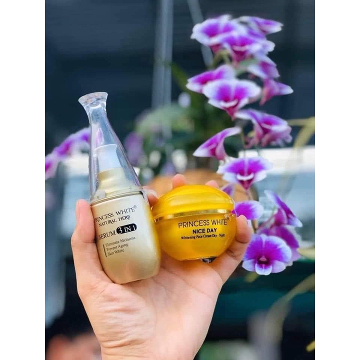 Combo Kem NiceDay & Serum 3in1 Princess White - Dưỡng Da Trắng Hồng, Mịn Màng, Căng Mướt