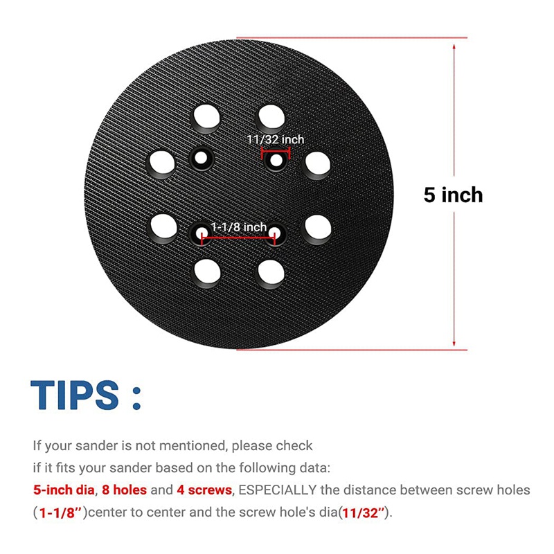 Tấm Đệm Móc 8 Lỗ 5 Inch Thay Thế Cho Máy Chà Nhám Ridgid R2600 and R2601