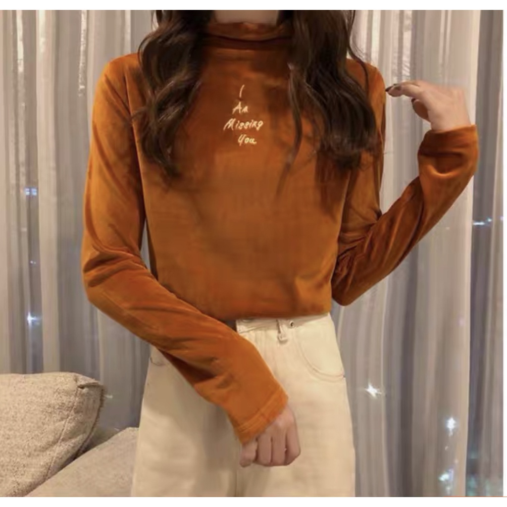 [Hàng quảng Châu]SP6965 Áo giữ nhiệt nhung thêu chữ I Miss U