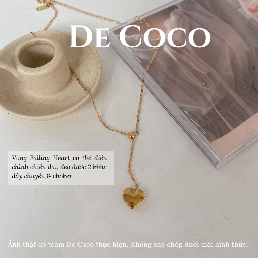 [KHÔNG ĐEN GỈ] Vòng cổ titan đeo được 2 kiểu, dây chuyền tim rơi Falling Heart De Coco decoco.accesso
